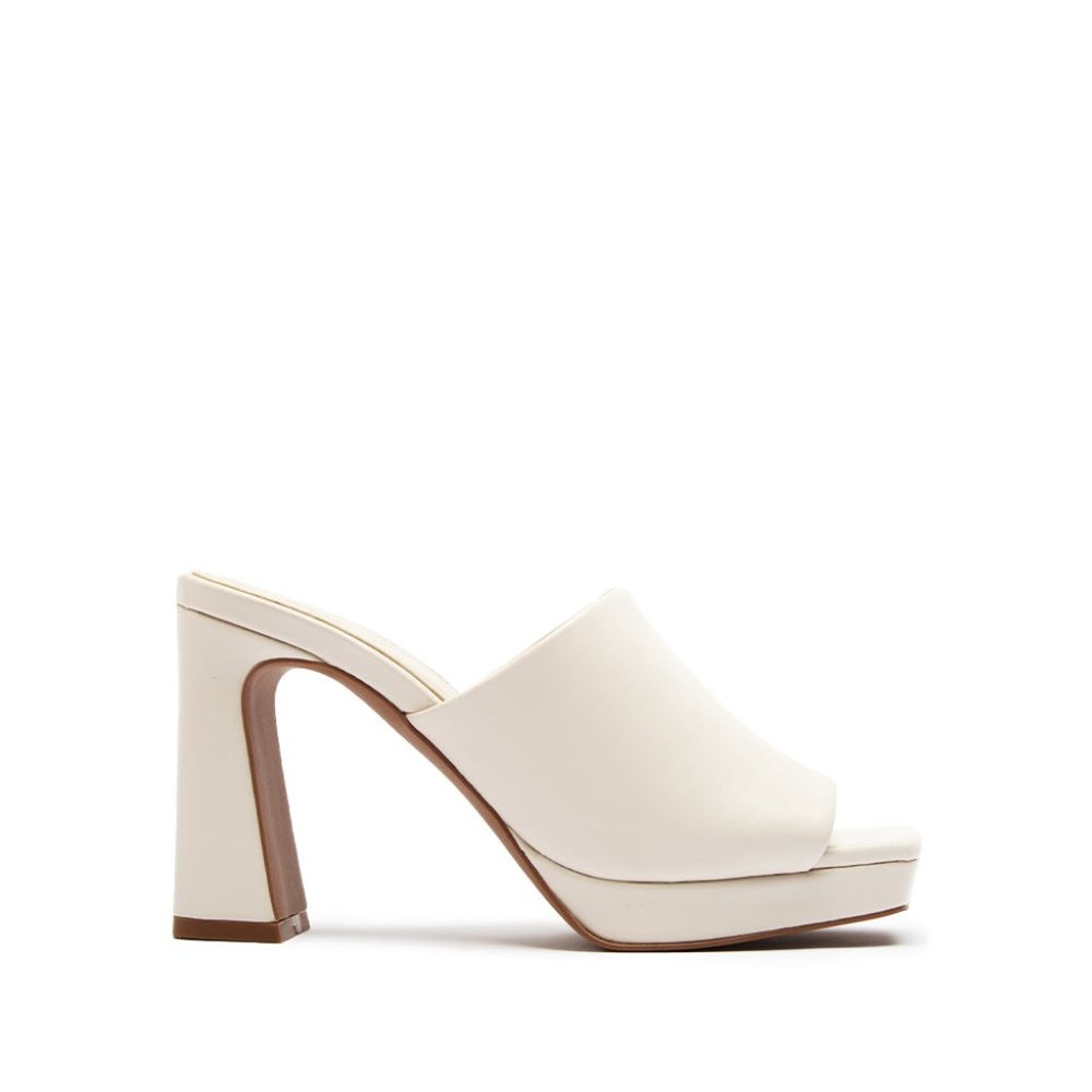 ⚡FINAL SALE! Off White Vegan Leather Mule Heels - Picture 2 of 6